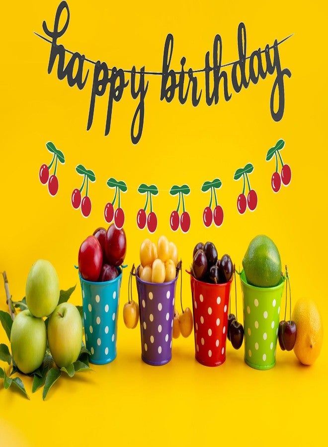 PLAP Cherry Happy Birthday Banner Cherry Party Birthday Banner Birthday Party Decoration - Image 2